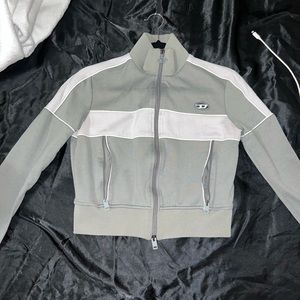 Diesel Logo patched striped jacket